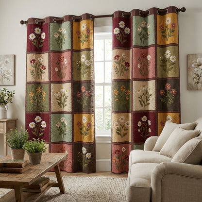 Rustic Patchwork Quilted Curtains NCU0TV1751