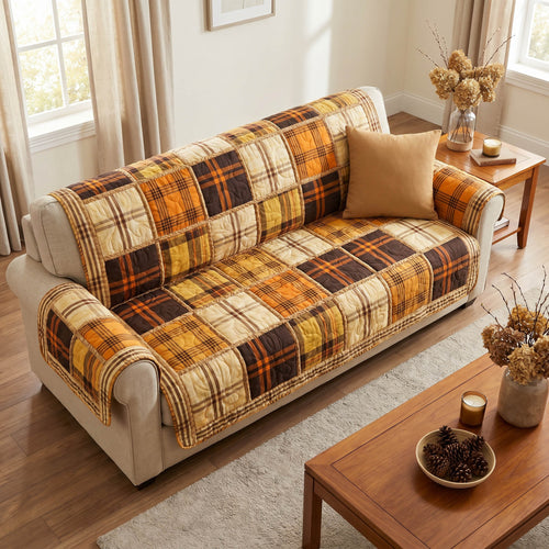 Rustic Patchwork Quilted Sofa Cover NCU0TD2872