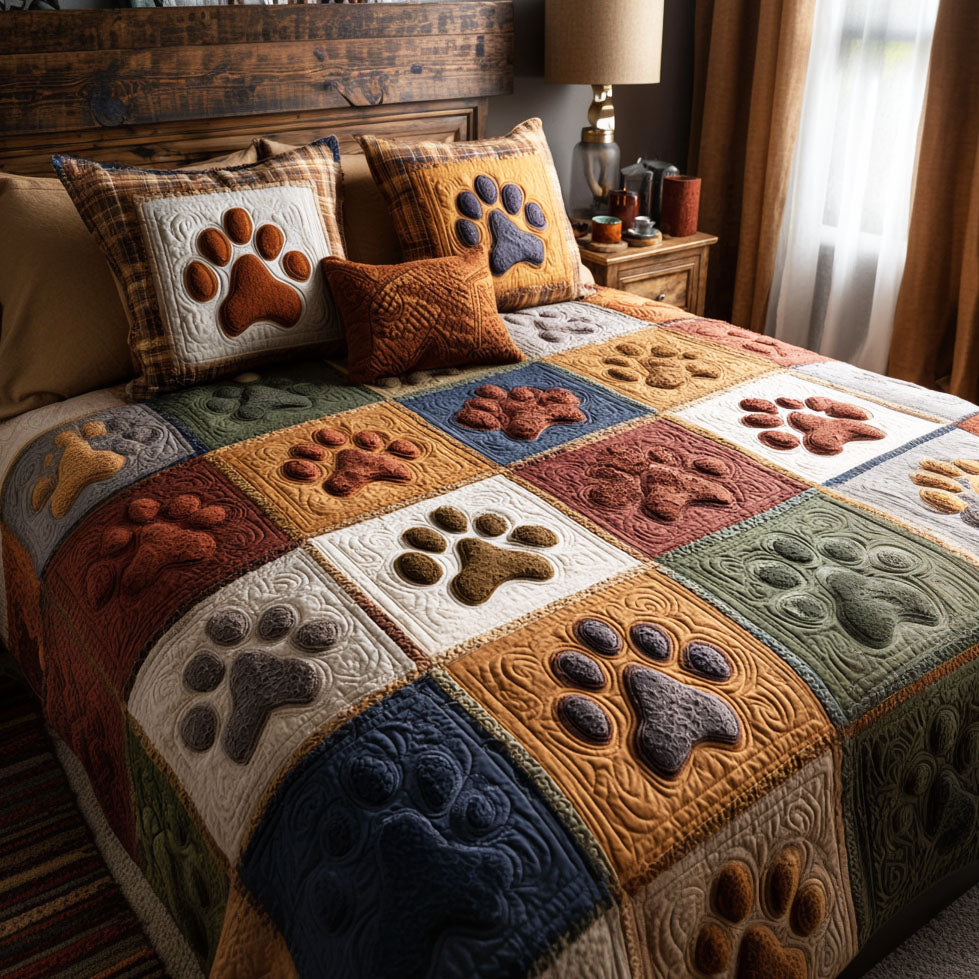 Rustic Paw 3-Piece Quilted Bedding Set NCU0TV1439