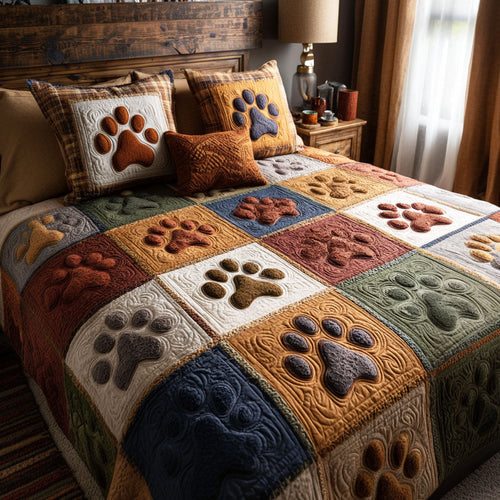Rustic Paw 3-Piece Quilted Bedding Set NCU0TV1439