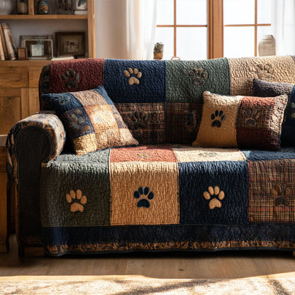 Rustic Paw Quilted Sofa Cover NCU0TV874