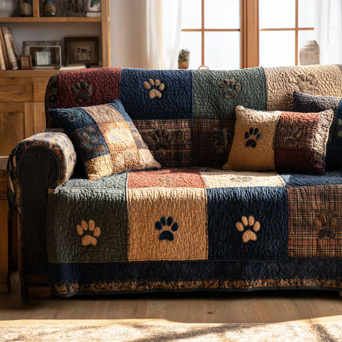 Rustic Paw Quilted Sofa Cover NCU0TV874