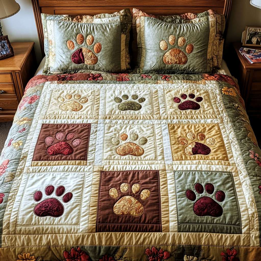 Rustic Paws 3-Piece Quilted Bedding Set NCU0VH2154