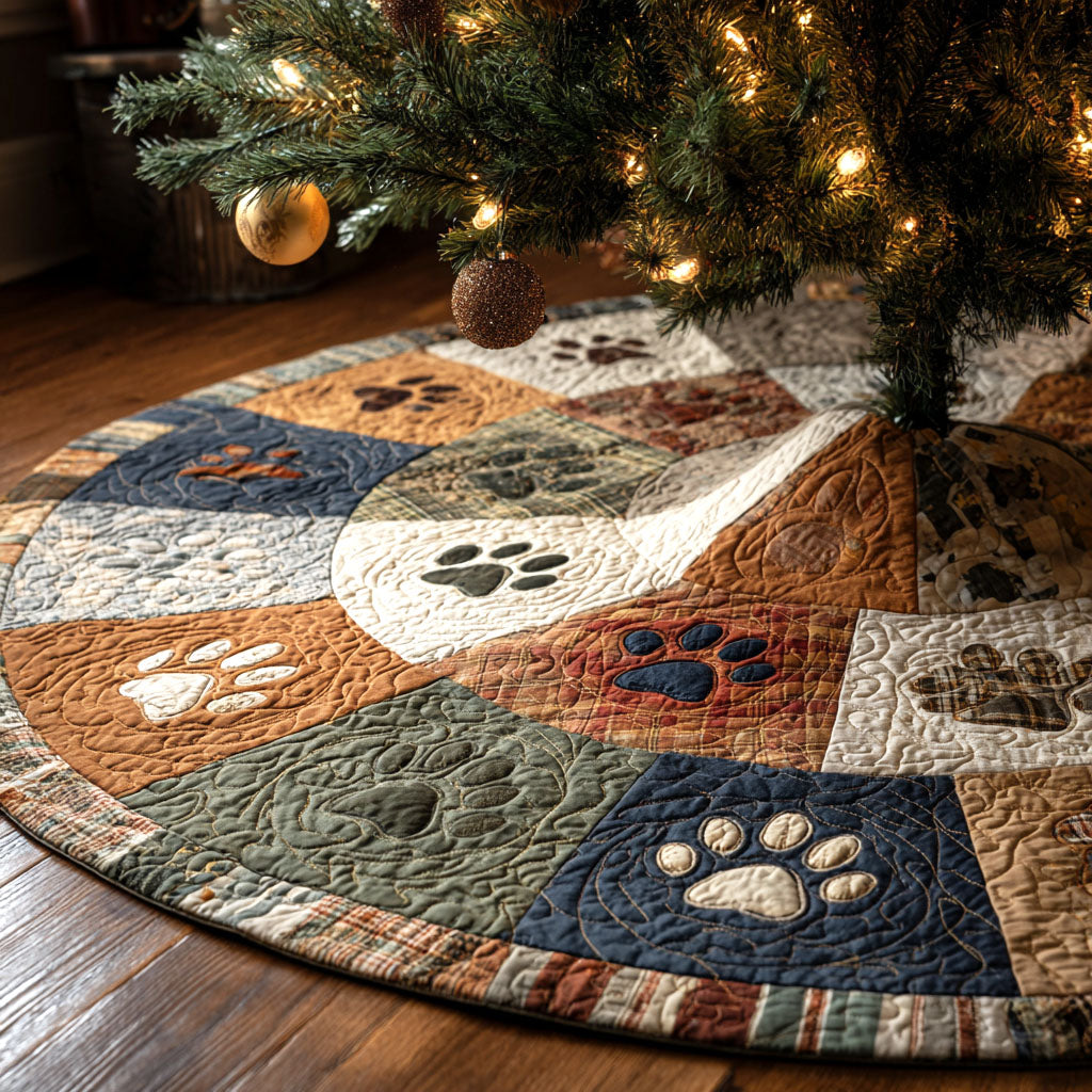 Rustic Paws Christmas Quilted Tree Skirt NCU0TV1072