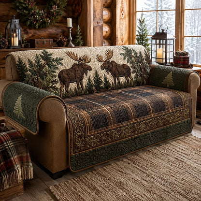 Rustic Pine Lodge Quilted Sofa Cover NCU0DV10053