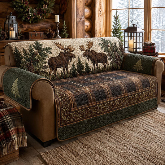 Rustic Pine Lodge Quilted Sofa Cover NCU0DV10053