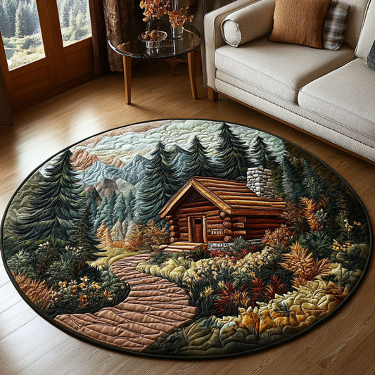 Rustic Pines Lodge Quilted Round Mat NCU0PT6774