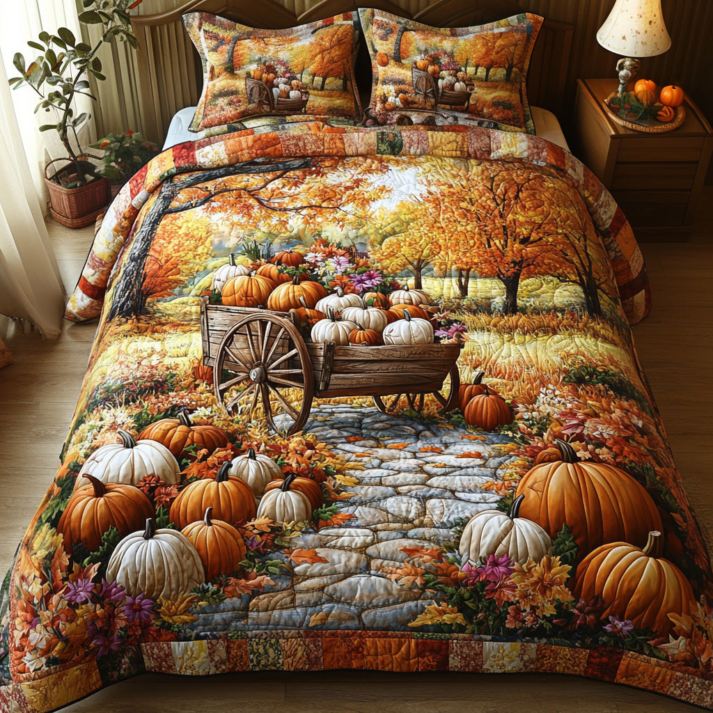 Rustic Pumpkin Patch 3-Piece Quilted Bedding Set NCU0DV7225
