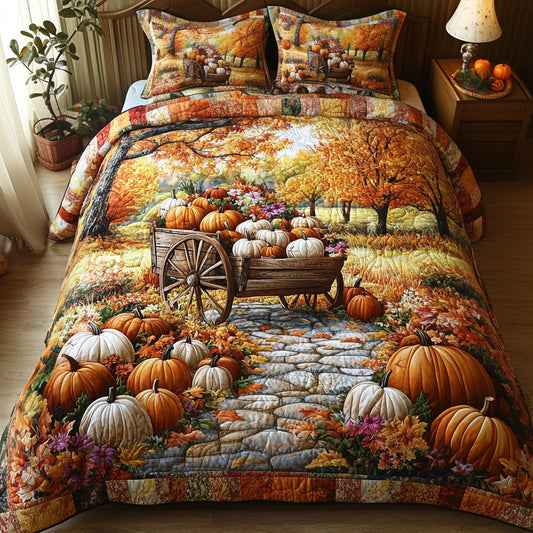 Rustic Pumpkin Patch 3-Piece Quilted Bedding Set NCU0DV7225