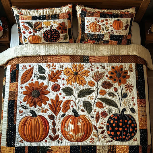 Rustic Pumpkin Patch 3-Piece Quilted Bedding Set NCU0PT7838
