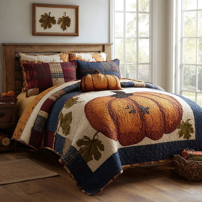Rustic Pumpkin Patch 3-Piece Quilted Bedding Set NCU0VL3646
