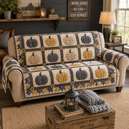 Rustic Pumpkin Quilted Sofa Cover NCU0TD3106