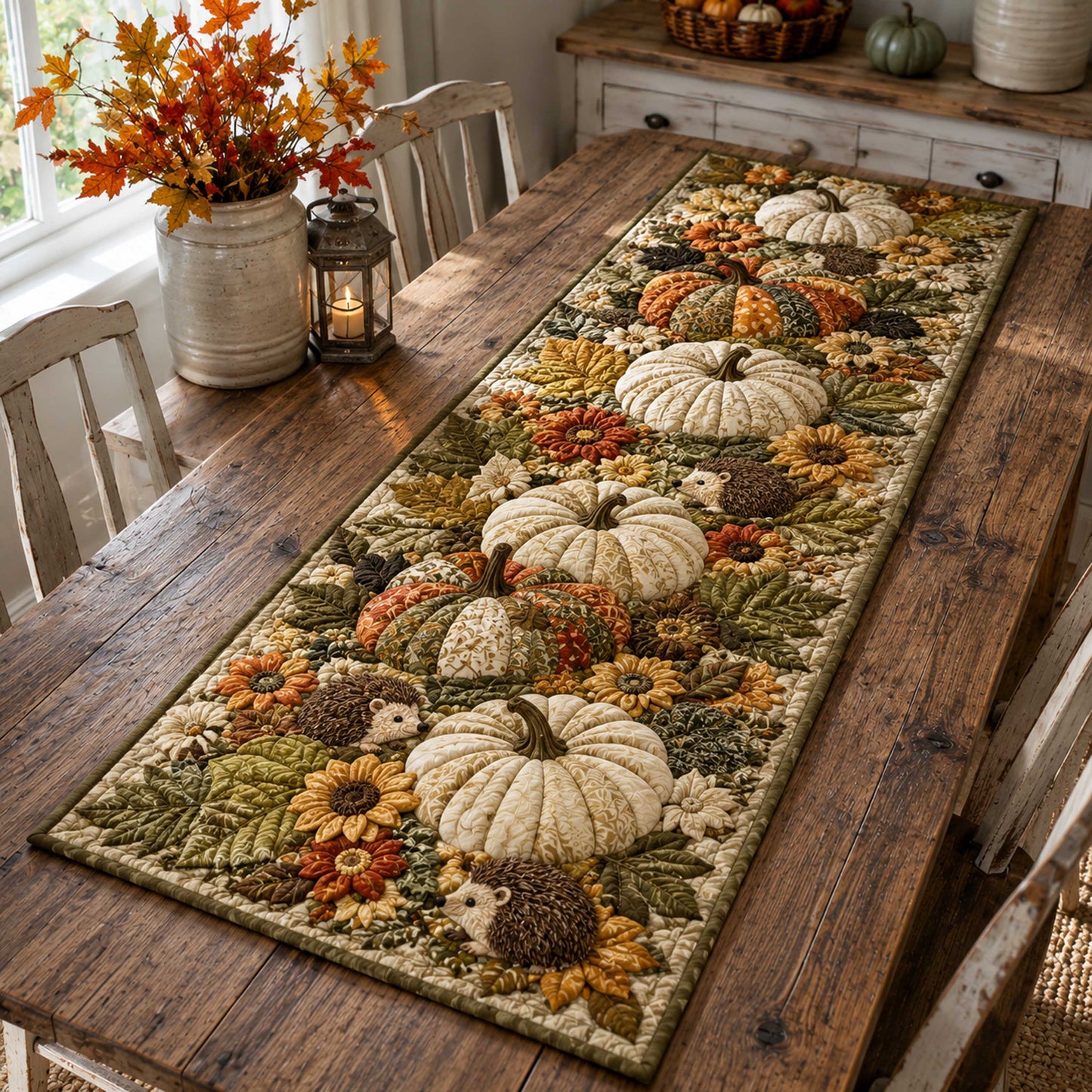 Rustic Pumpkin Quilted Table Runner NCU0TD3193