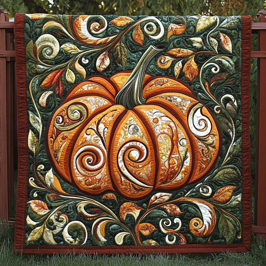 Rustic Pumpkin Swirl Quilted Blanket NCU0XD118