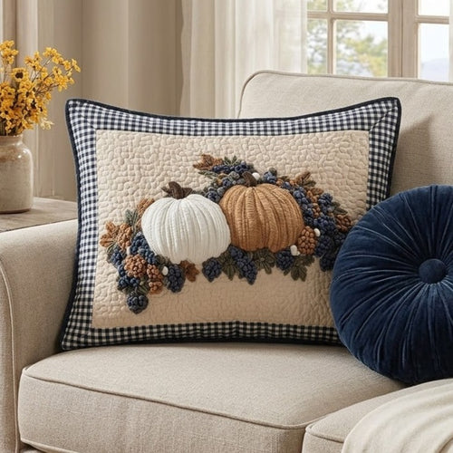 Gingham Pumpkins Quilted Bedding Pillow Case NCU0VL3711