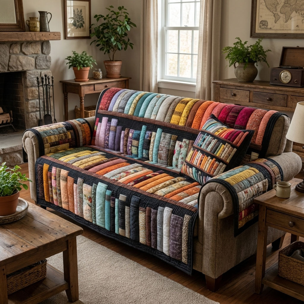 Rustic Reads Quilted Sofa Cover NCU0DK12281