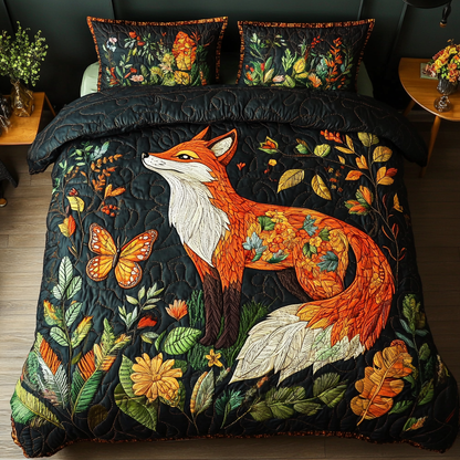Rustic Red Fox 3-Piece Quilted Bedding Set NCU0DK6925