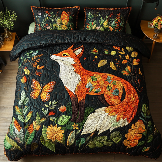 Rustic Red Fox 3-Piece Quilted Bedding Set NCU0DK6925