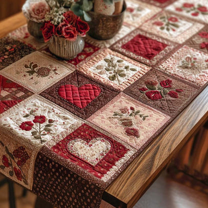 Rustic Red Garden Heart Quilted Table Runner NCU0XD2215