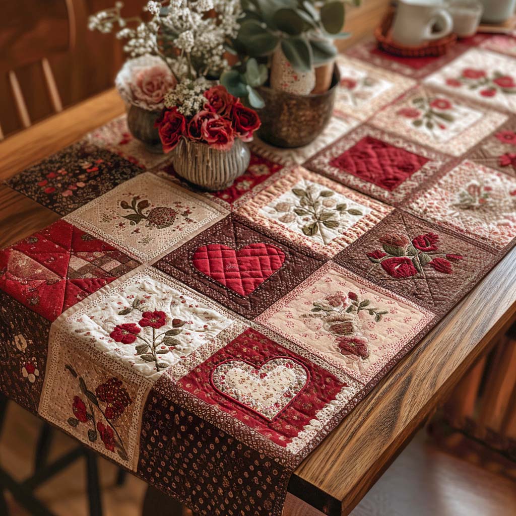 Cottage Heart Quilted Table Runner NCU0VT366