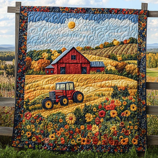 Rustic Red Tractor Quilted Blanket NCU0XD359