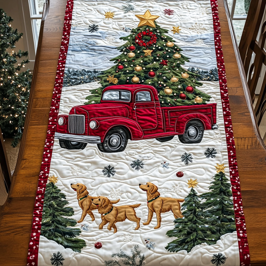 Rustic Red Truck Cheer Quilted Table Runner NCU0DK1463