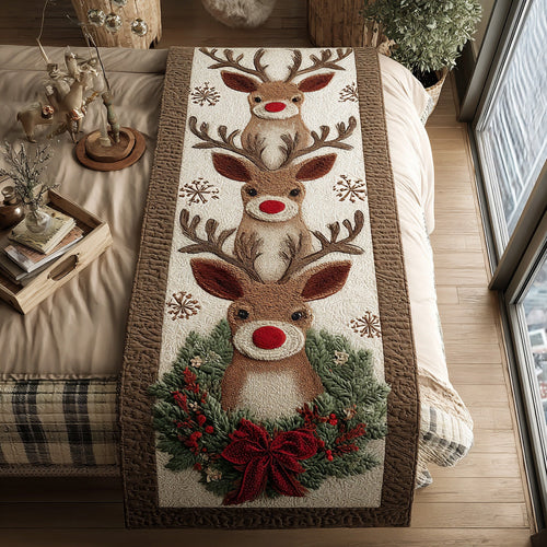 Rustic Reindeer Quilted Bed Runner NCU0DV7612