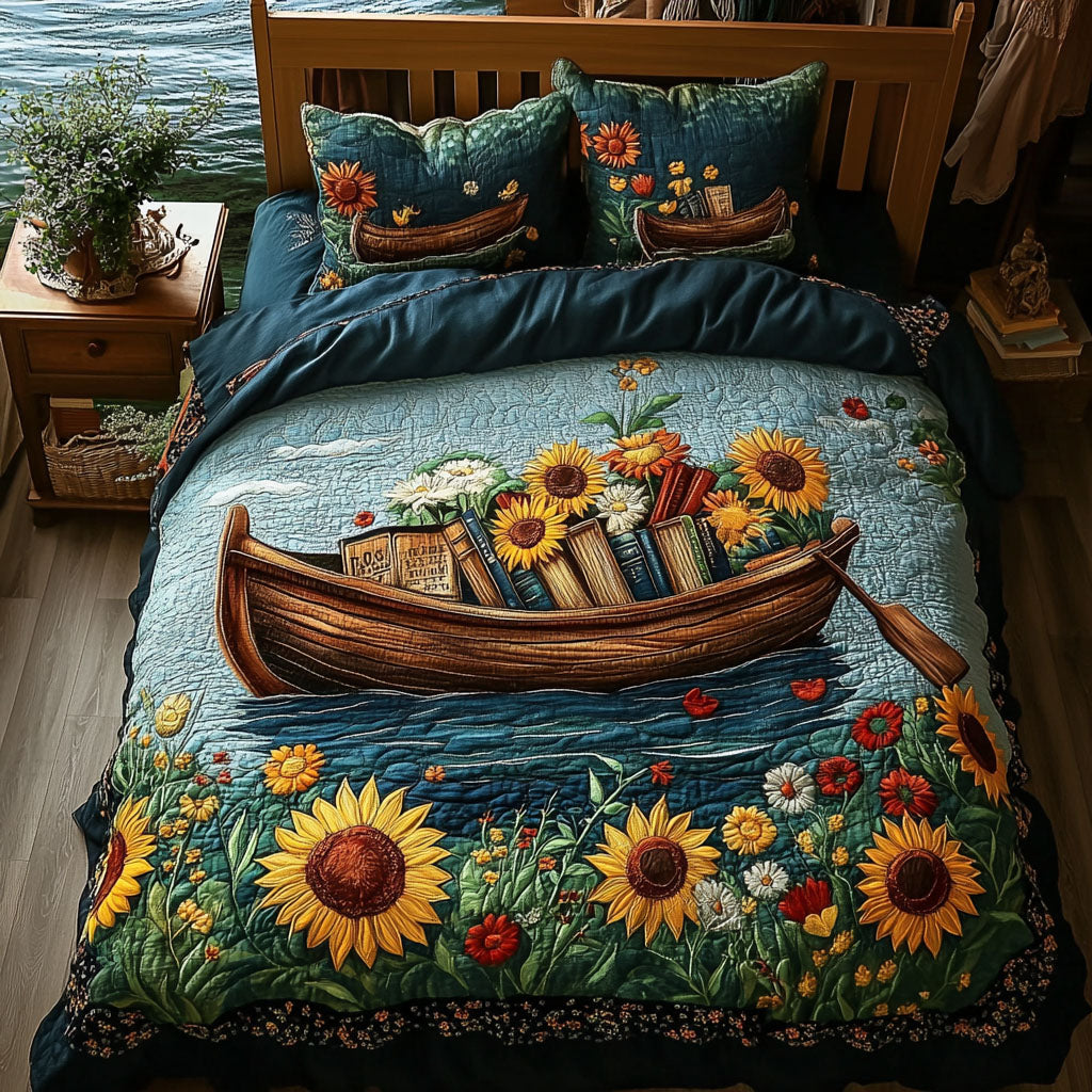 Rustic River Blooms 3-Piece Quilted Bedding Set NCU0PT5020