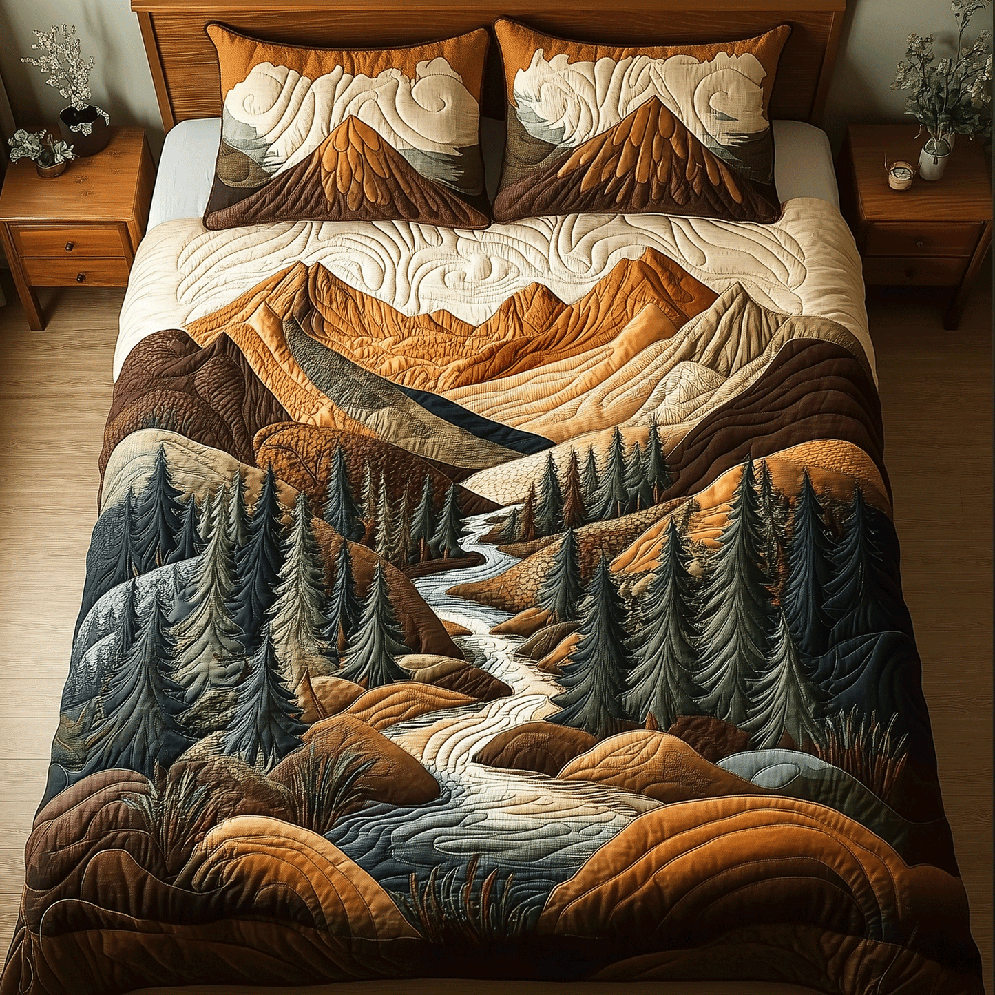 Rustic River Flow Quilted Bedding Set NCU0TH2731