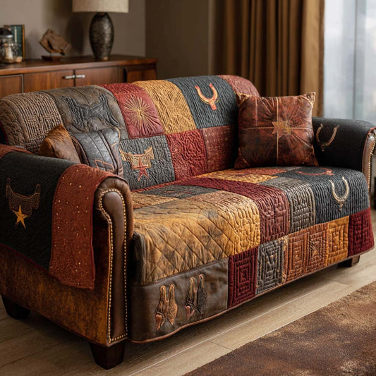 Rustic Rodeo Saddle Quilted Sofa Cover NCU0XD2122