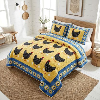 Rustic Rooster 3-Piece Quilted Bedding Set NCU0DK12217