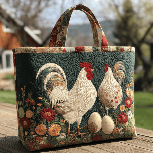 Rustic Rooster Love Quilted Tote Bag NCU0TH2813