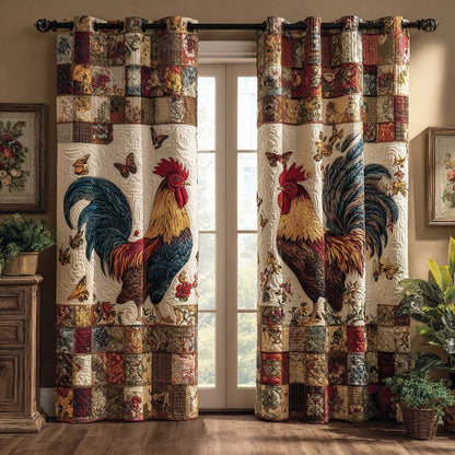Rustic Rooster Pair Quilted Curtains NCU0XD2105
