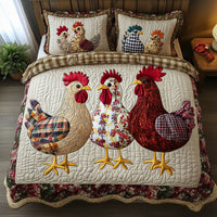 Rustic Roosters 3-Piece Quilted Bedding Set NCU0NT3534