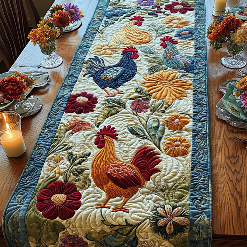 Rustic Roosters Quilted Table Runner NCU0VH3524