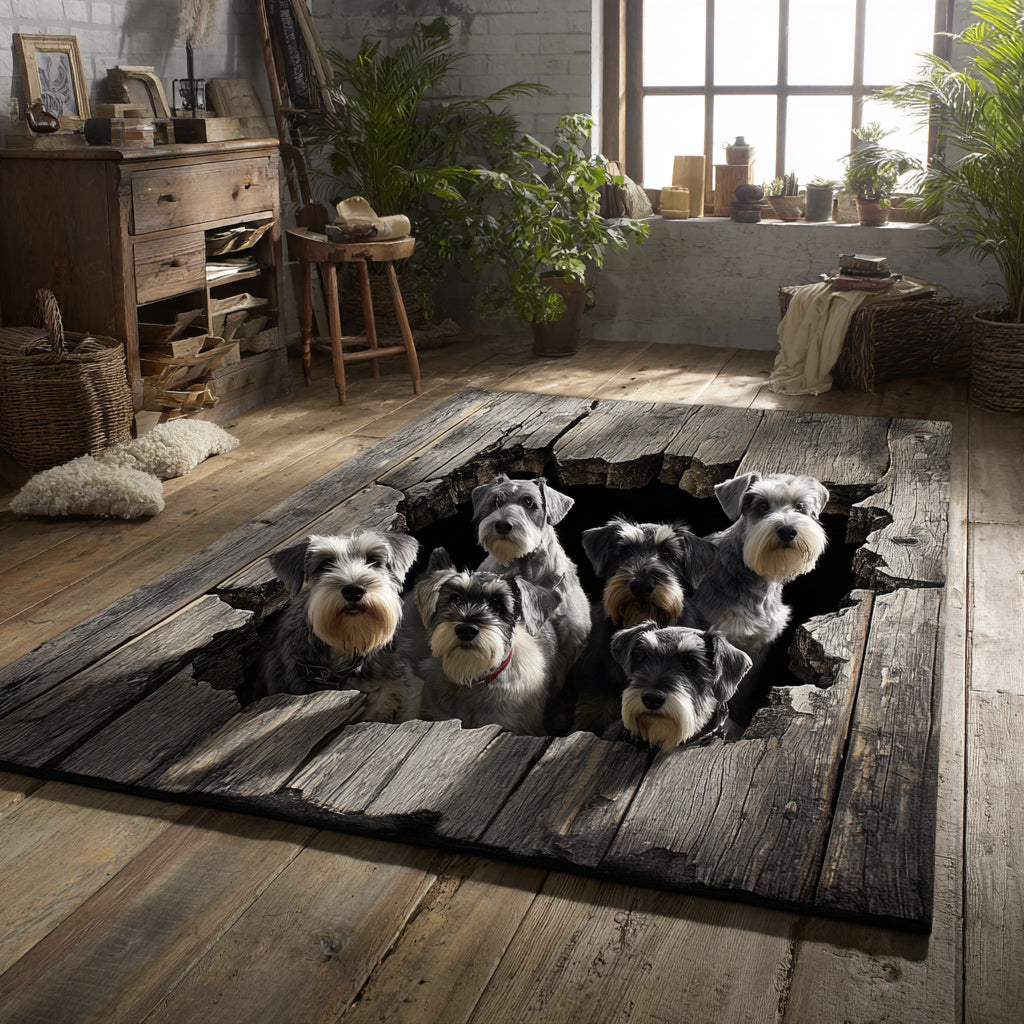 Rustic Schnauzer Feast Area Rug NCU0HH1481
