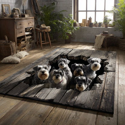 Rustic Schnauzer Feast Area Rug NCU0HH1481