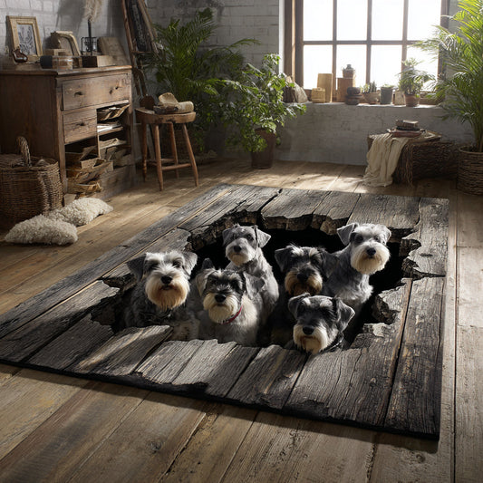Rustic Schnauzer Feast Area Rug NCU0HH1481