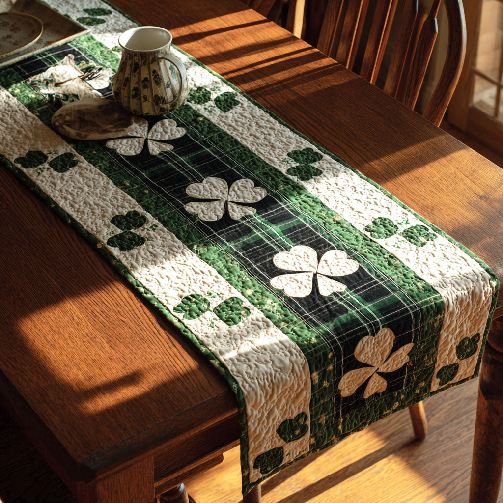 Rustic Shamrock Quilted Table Runner NCU0TV1514