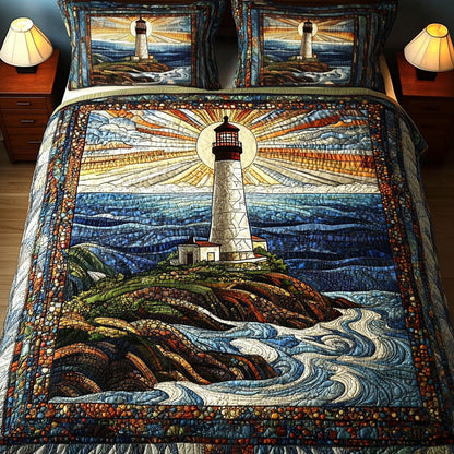 Rustic Shore Lighthouse 3-Piece Quilted Bedding Set NCU0NT3360