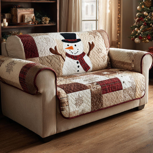 Rustic Snowman Quilted Sofa Cover NCU0TV826