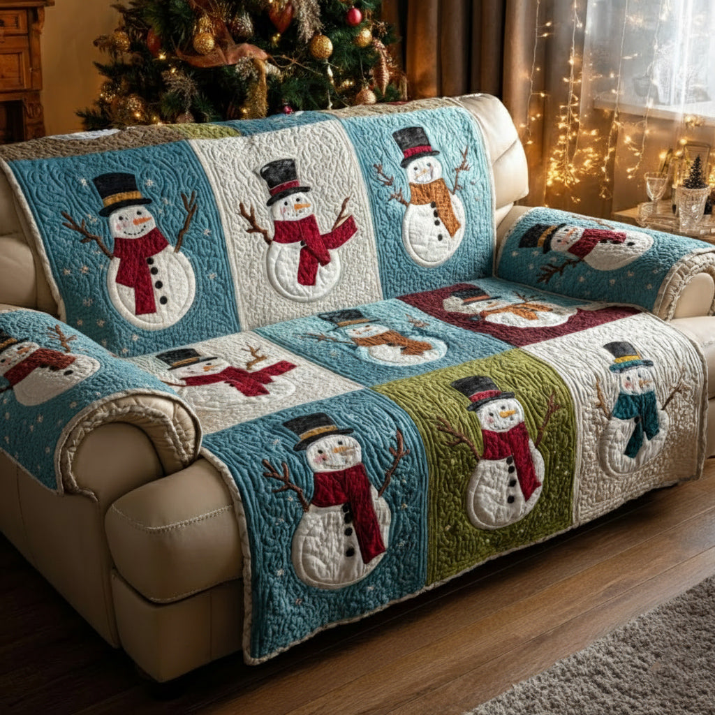 Rustic Snowman Warmth Quilted Sofa Cover NCU0HH1313