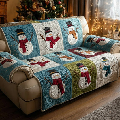Rustic Snowman Warmth Quilted Sofa Cover NCU0HH1313