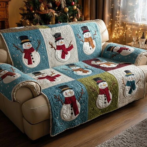 Rustic Snowman Warmth Quilted Sofa Cover NCU0HH1313
