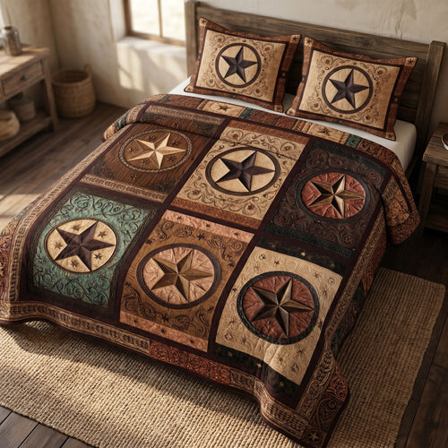 Rustic Southern 3-Piece Quilted Bedding Set NCU0NT12777