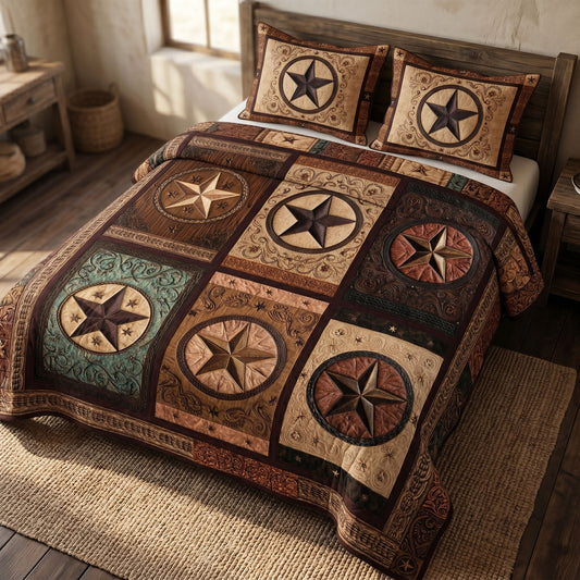Rustic Southern 3-Piece Quilted Bedding Set NCU0NT12777