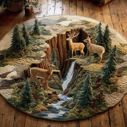 Rustic Stag Quilted Round Mat NCU0TD2071