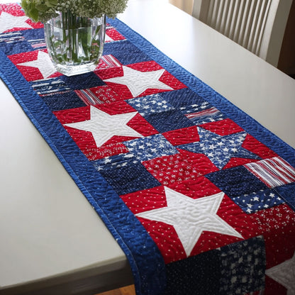 Rustic Star Quilted Table Runner NCU0NT12692