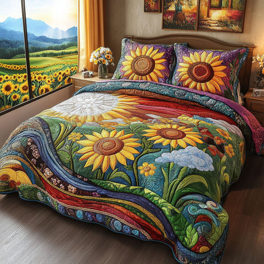 Rustic Sunburst 3-Piece Quilted Bedding Set NCU0PT4790