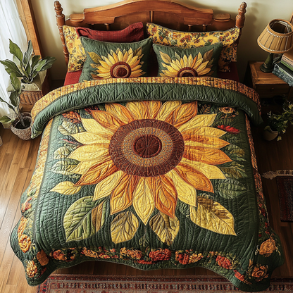 Rustic Sunburst 3-Piece Quilted Bedding Set NCU0VL947